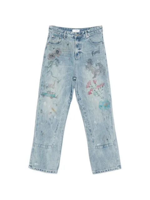 FOUND print-detail belt-loop jeans