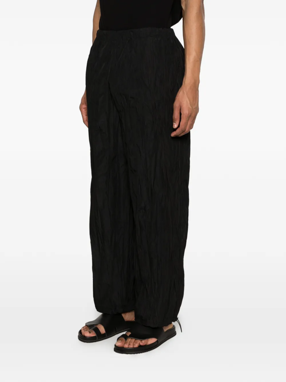  Gongdid Design Drawstring Wide-leg Trousers - Black 