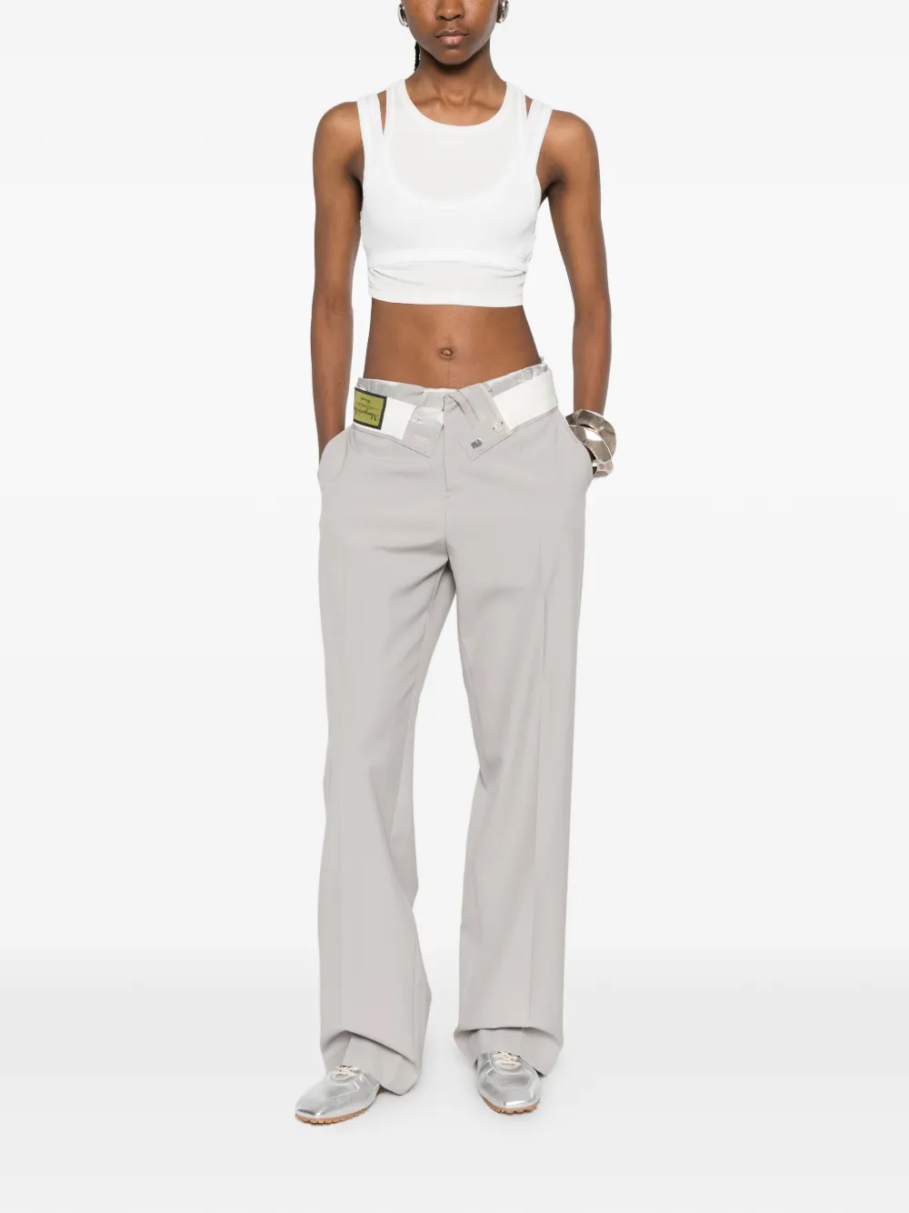 MM6 Maison Margiela Broek met asymmetrische tailleband Grijs