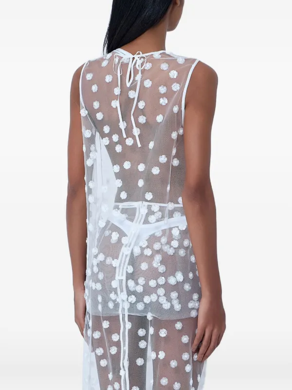 Cecilie Bahnsen フローラル シアートップ | ホワイト | FARFETCH JP