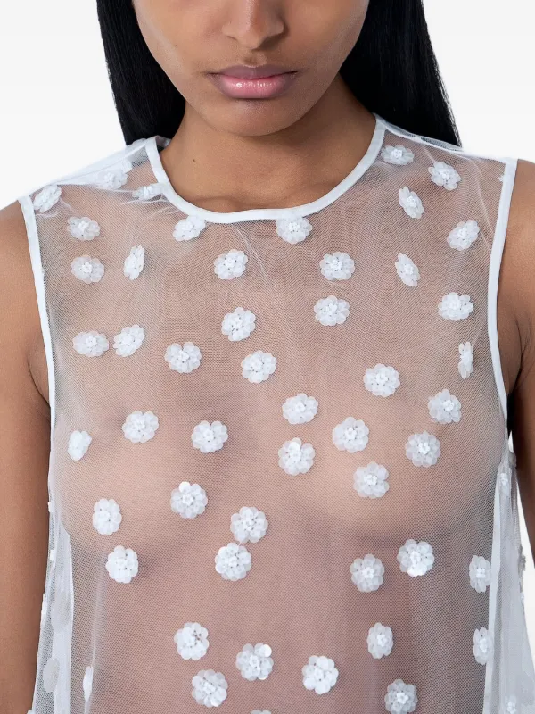 Cecilie Bahnsen フローラル シアートップ | ホワイト | FARFETCH JP