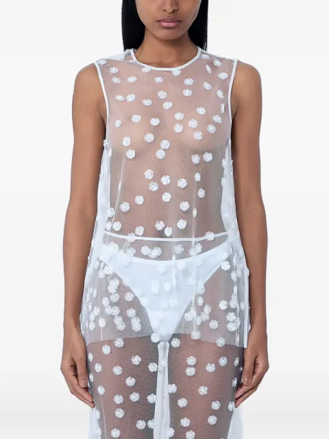 Cecilie Bahnsen top transparente con bordado floral
