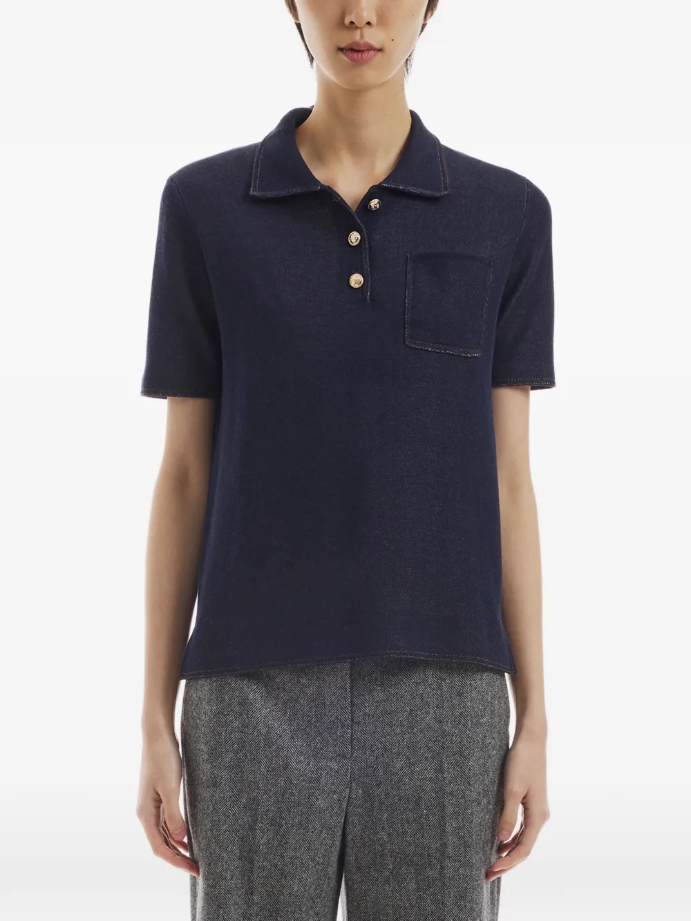 Crush Collection chest-pocket polo top - Blu