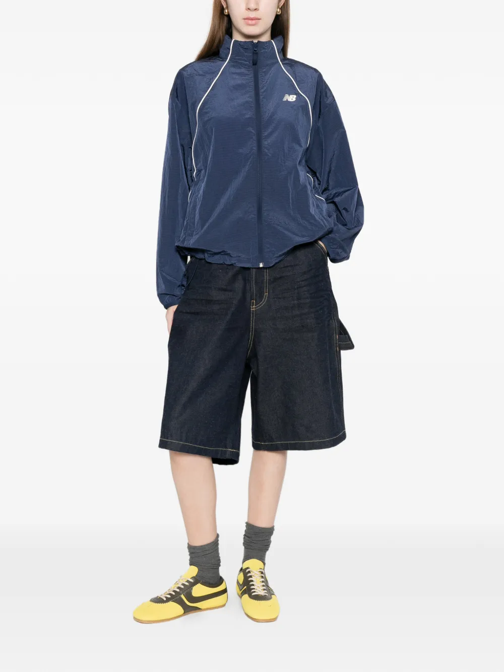  New Balance Logo Trimmed Jacket - Blue 