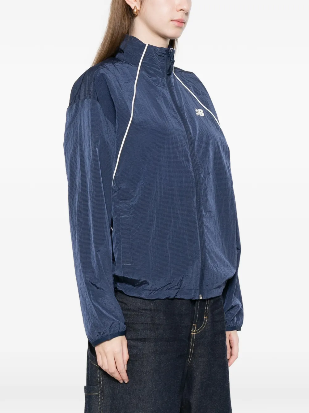  New Balance Logo Trimmed Jacket - Blue 