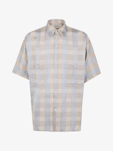 Uma Wang playera tipo polo con motivo de cuadros y botones