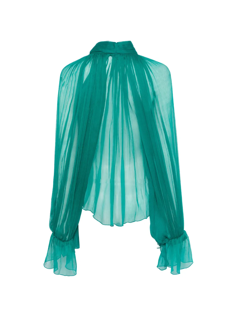  Atu Body Couture Ruffled Pussy Bow Blouse - Green 