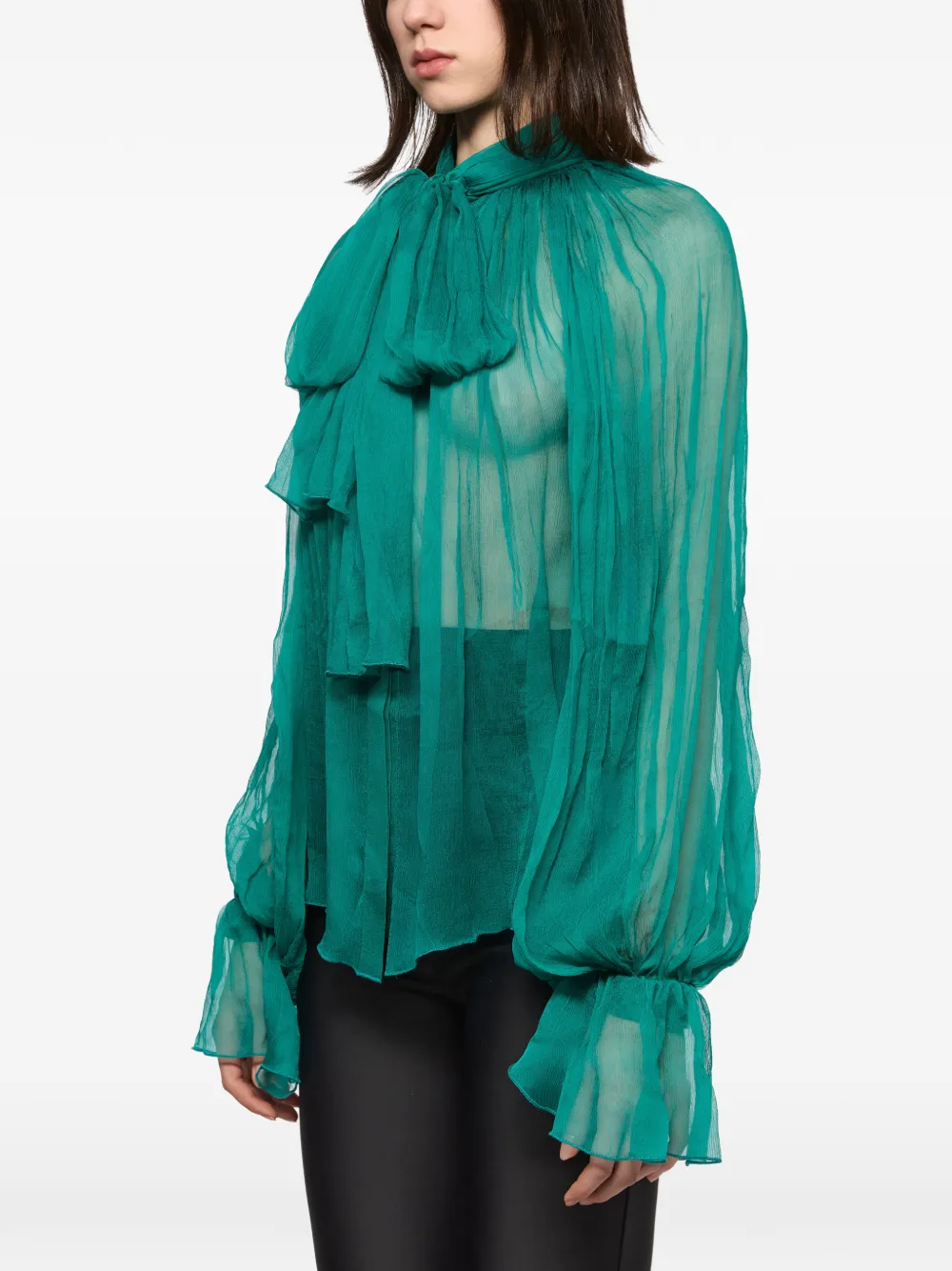 Atu Body Couture Blouse met strik en ruches Groen