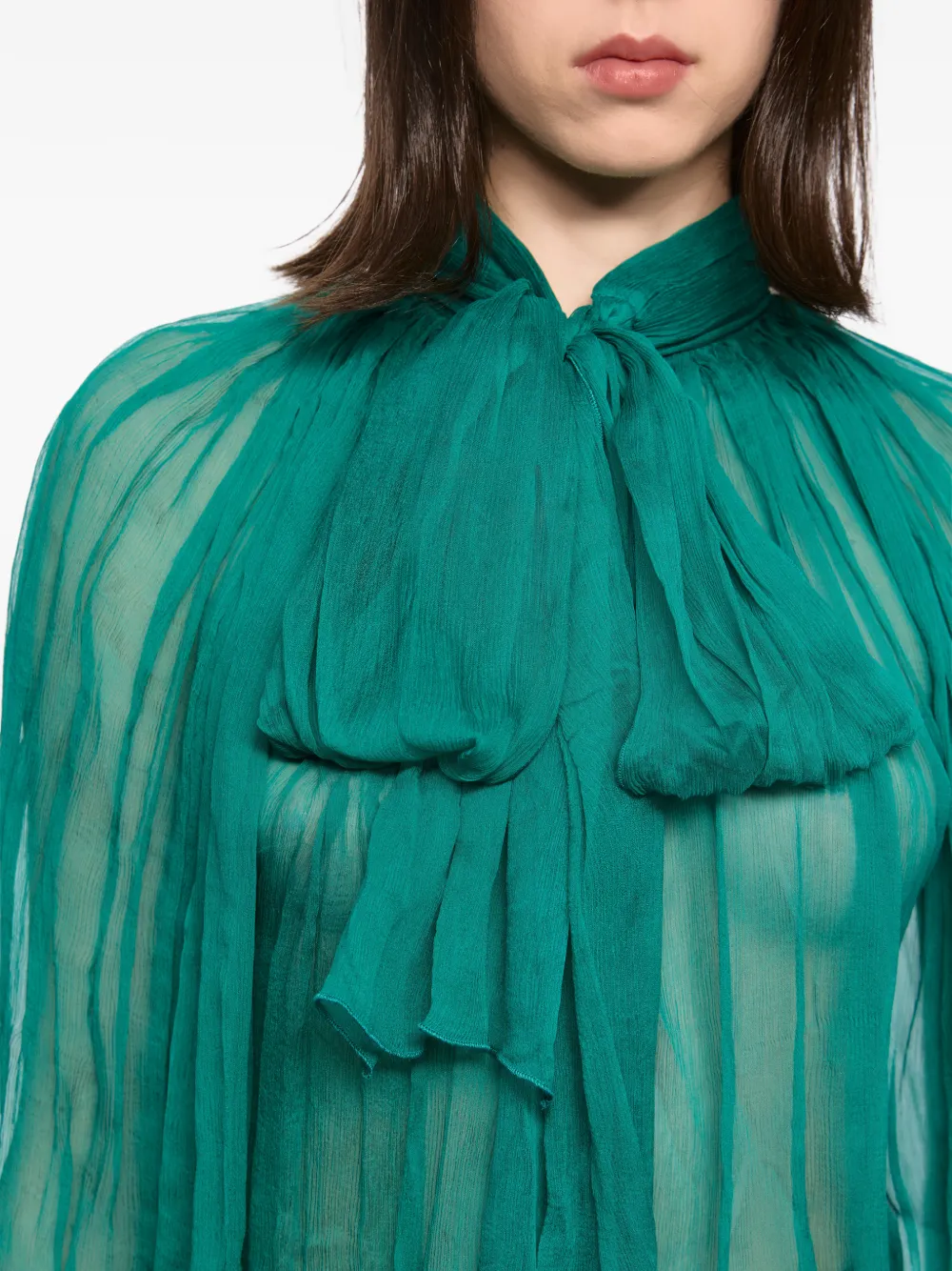 Atu Body Couture Blouse met strik en ruches Groen