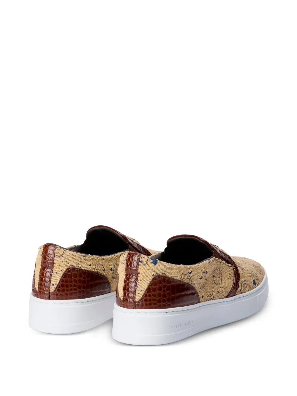 Philipp Plein Slip-on sneakers met monogram Beige