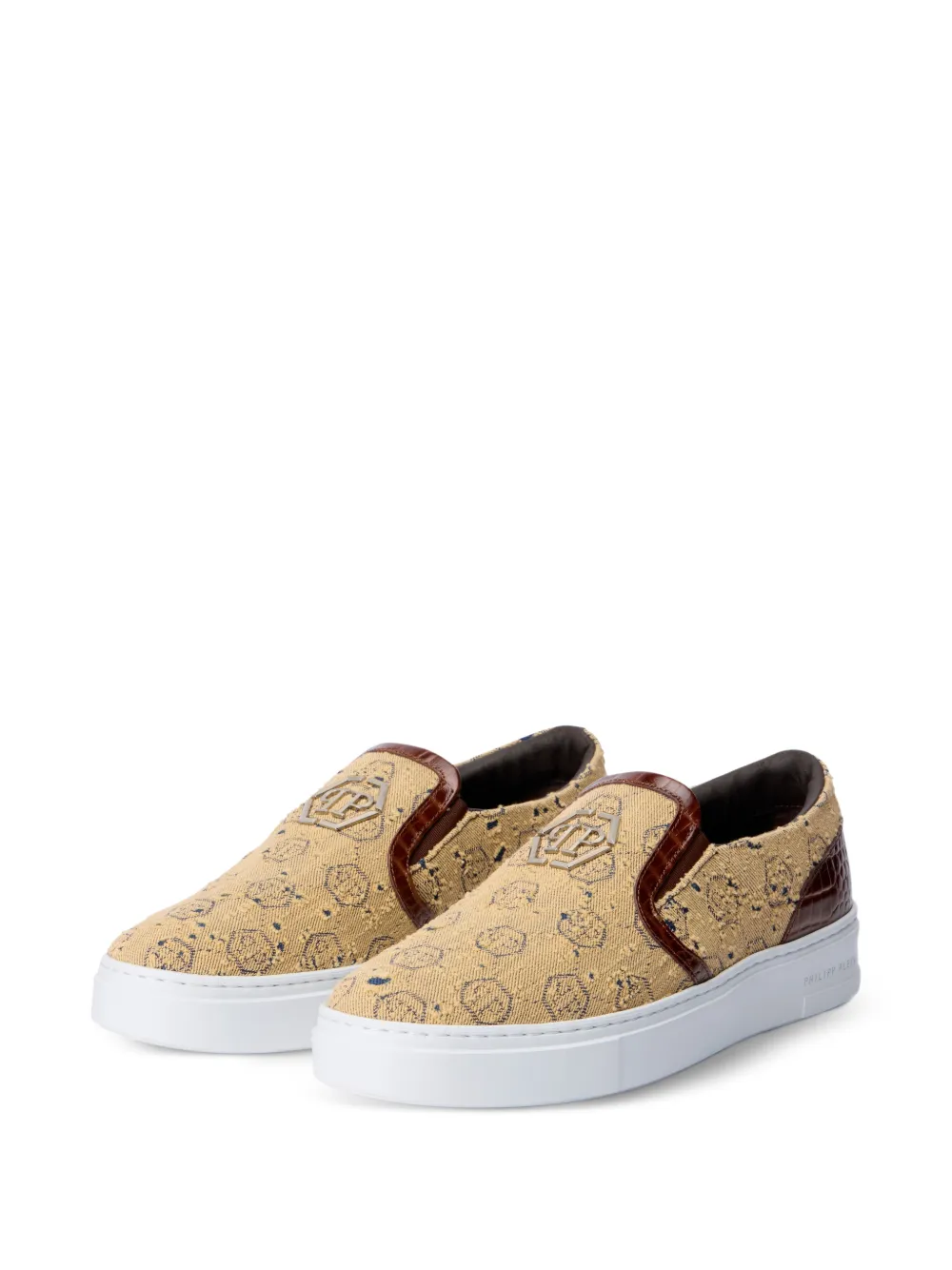 Philipp Plein Slip-on sneakers met monogram Beige