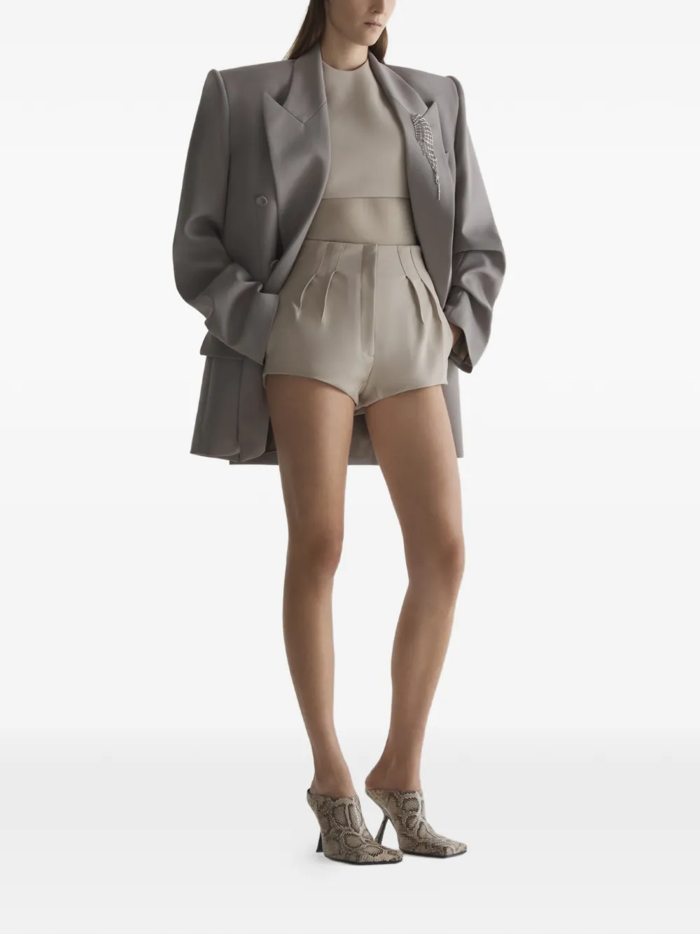  Mugler Pleated Shorts - Neutrals 