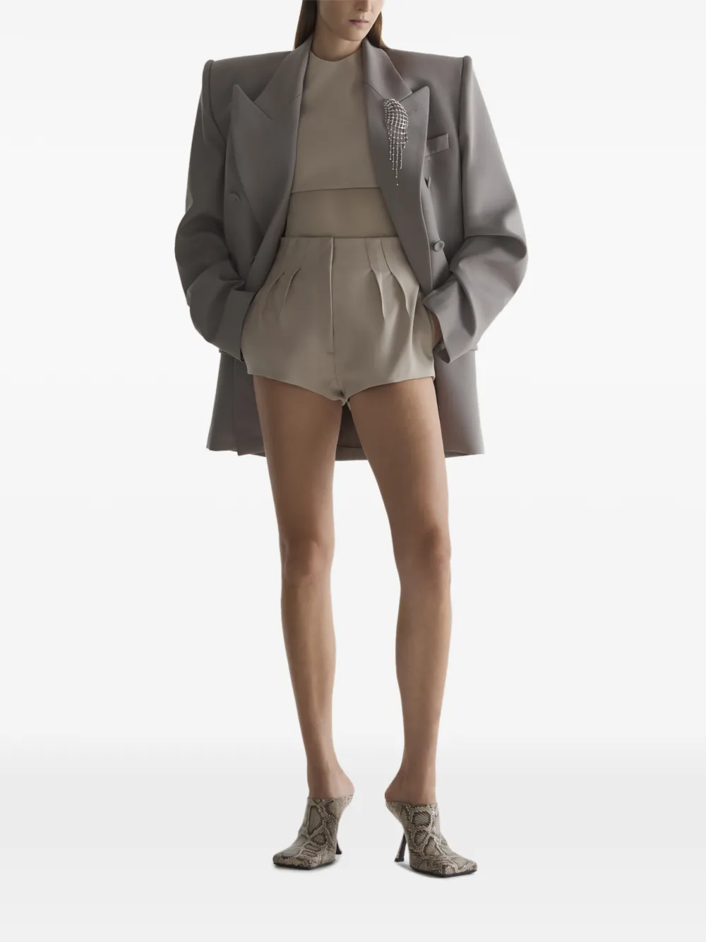  Mugler Pleated Shorts - Neutrals 