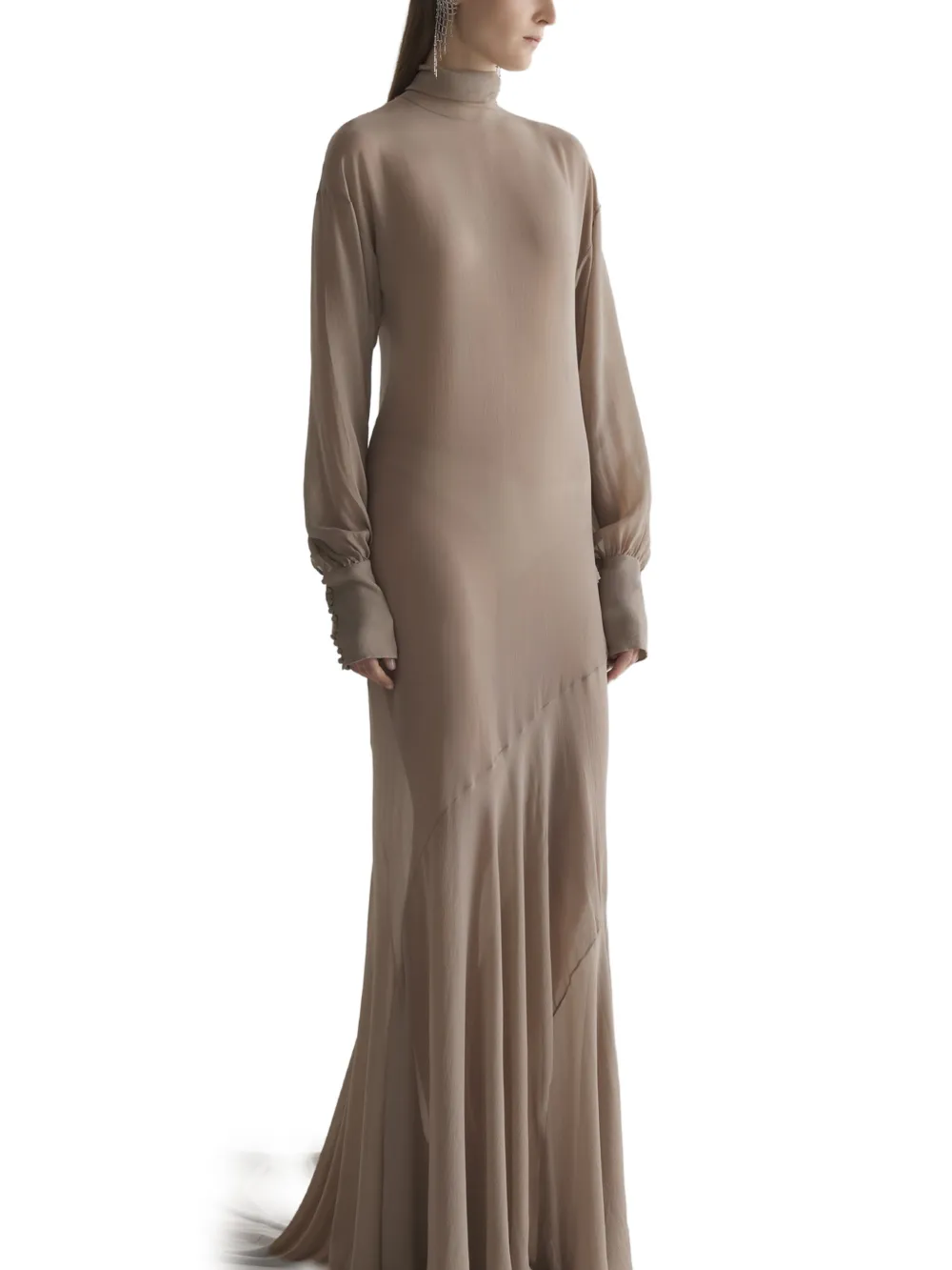 Mugler Avondjurk met col Beige