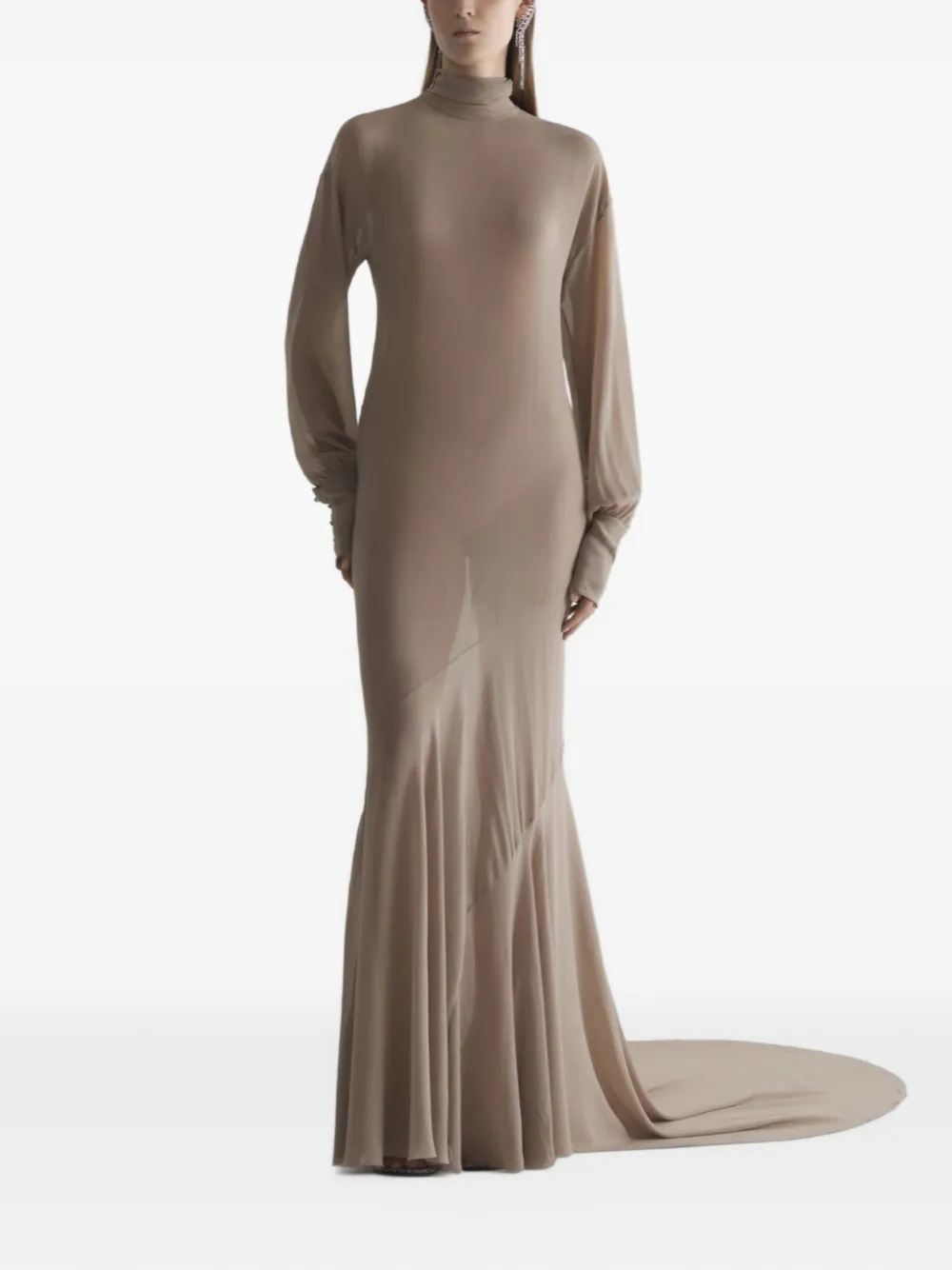 Mugler Avondjurk met col Beige