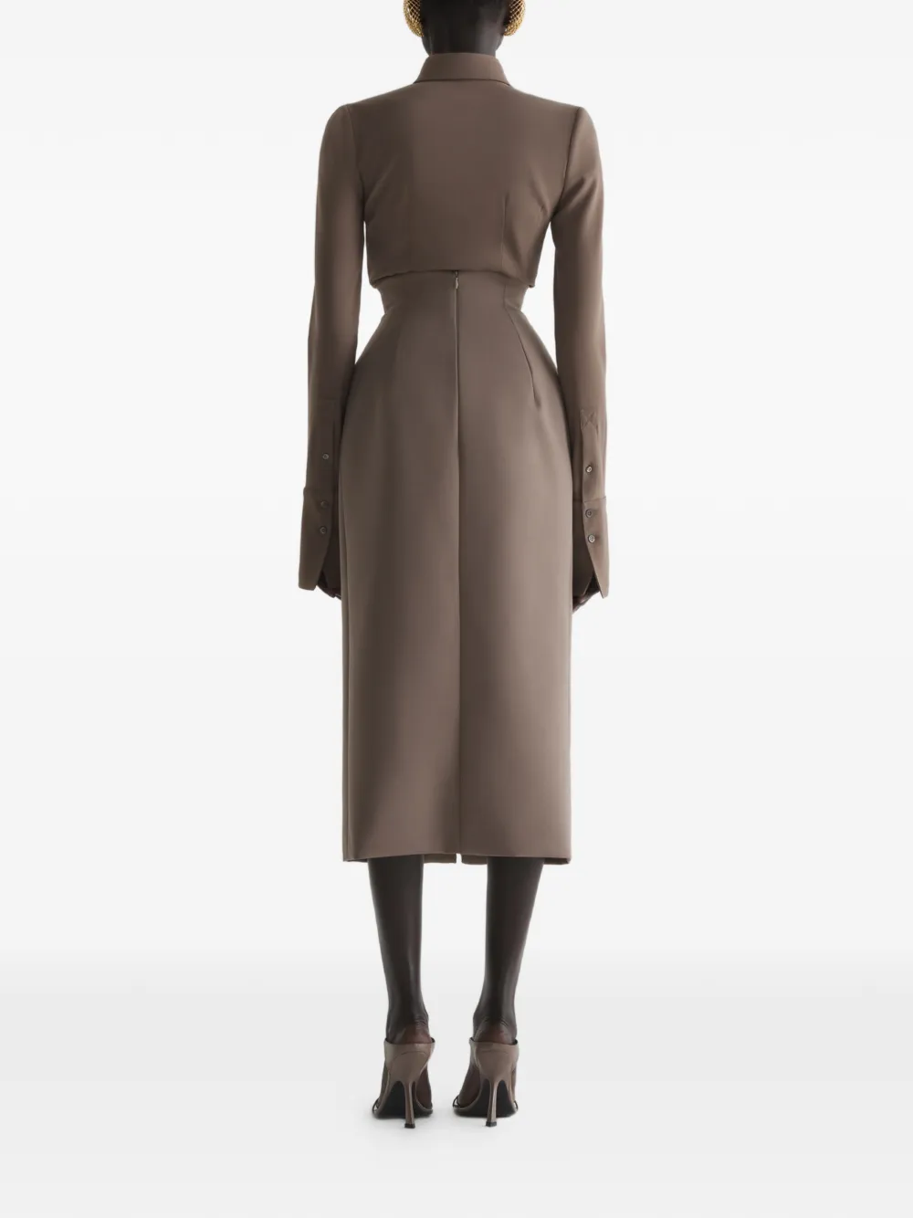 Mugler Kokerrok met rits Bruin