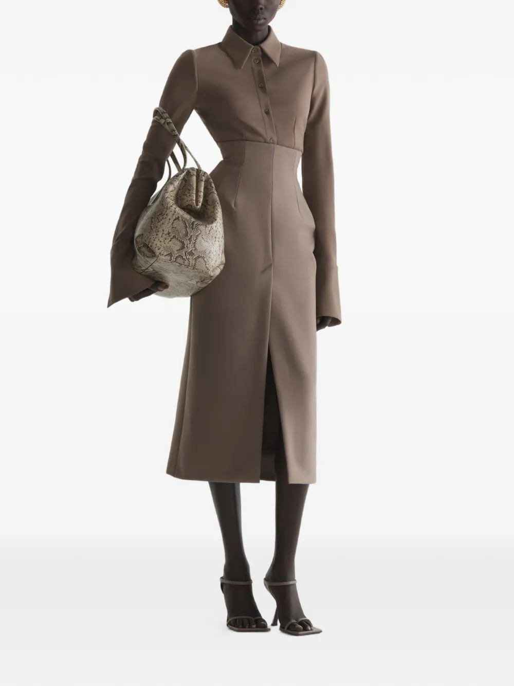 Mugler Kokerrok met rits Bruin