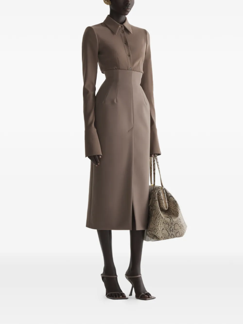 Mugler Kokerrok met rits Bruin
