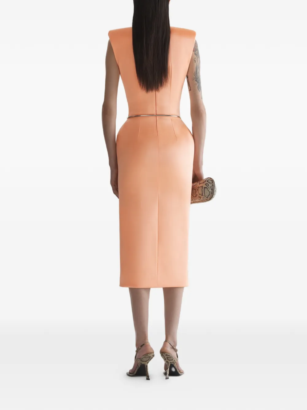 Mugler Hourglass jurk Oranje