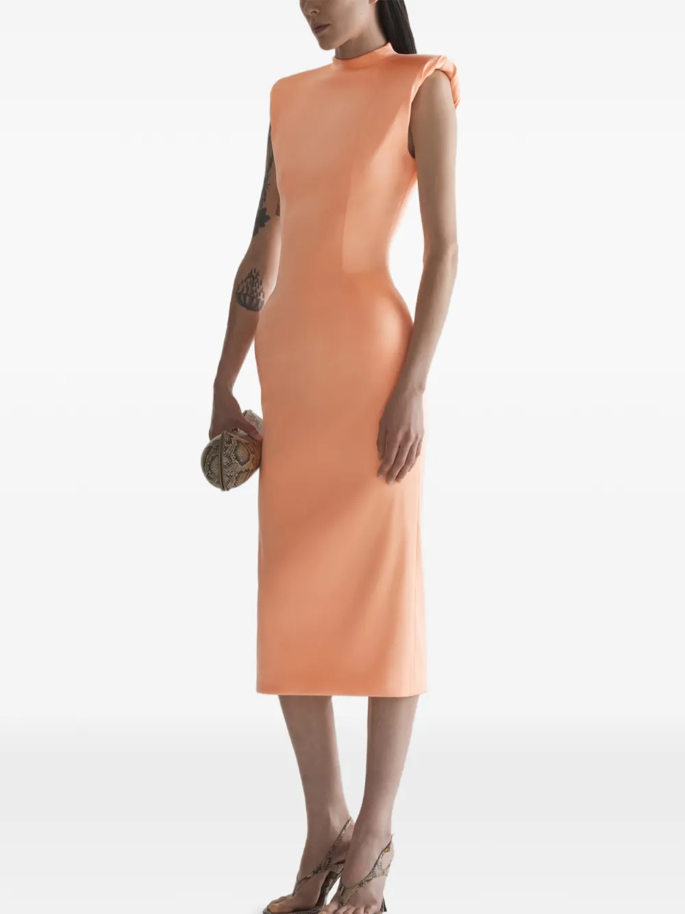Mugler Hourglass jurk Oranje