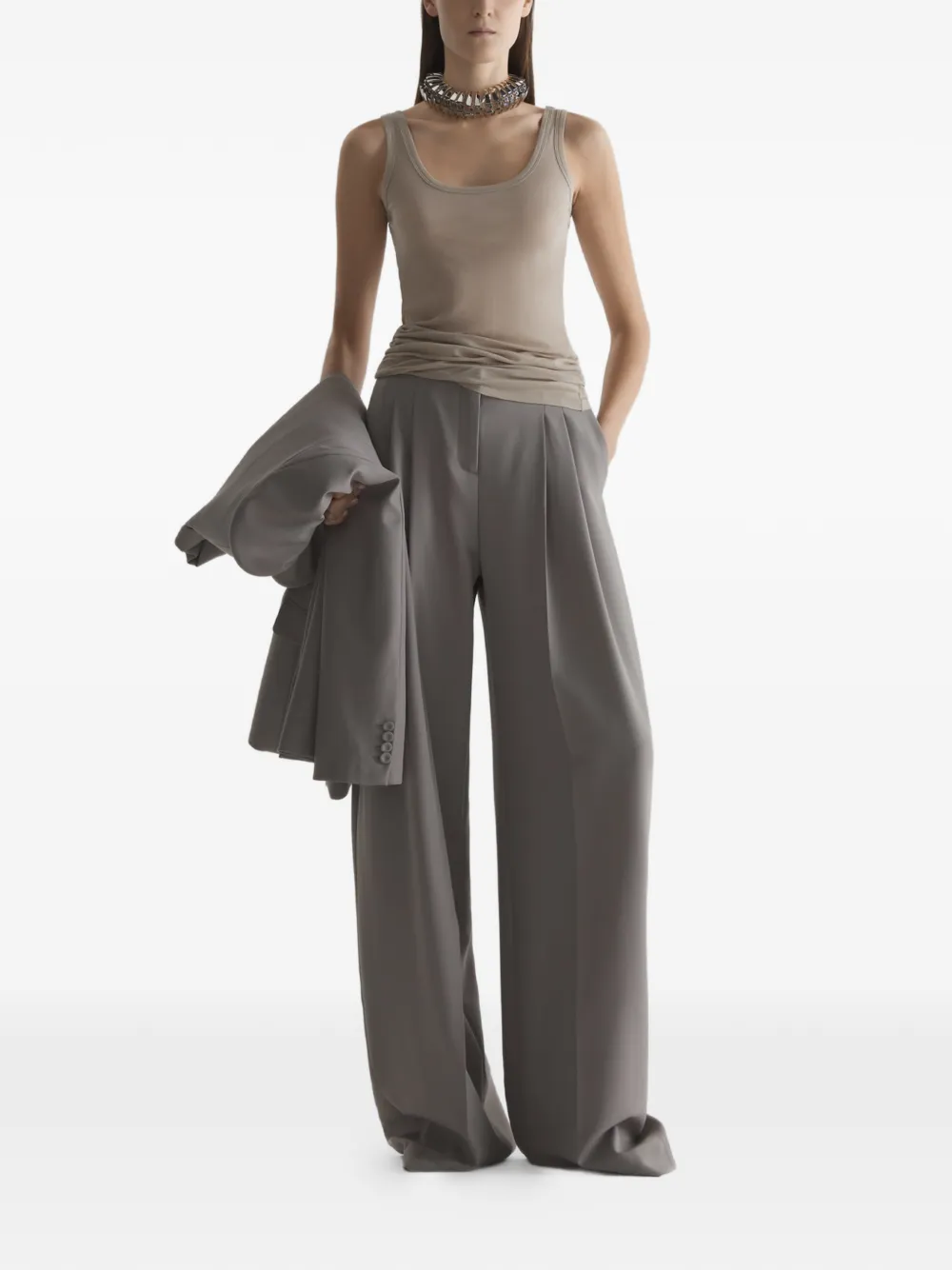  Mugler Jersey Tank Top - Neutrals 