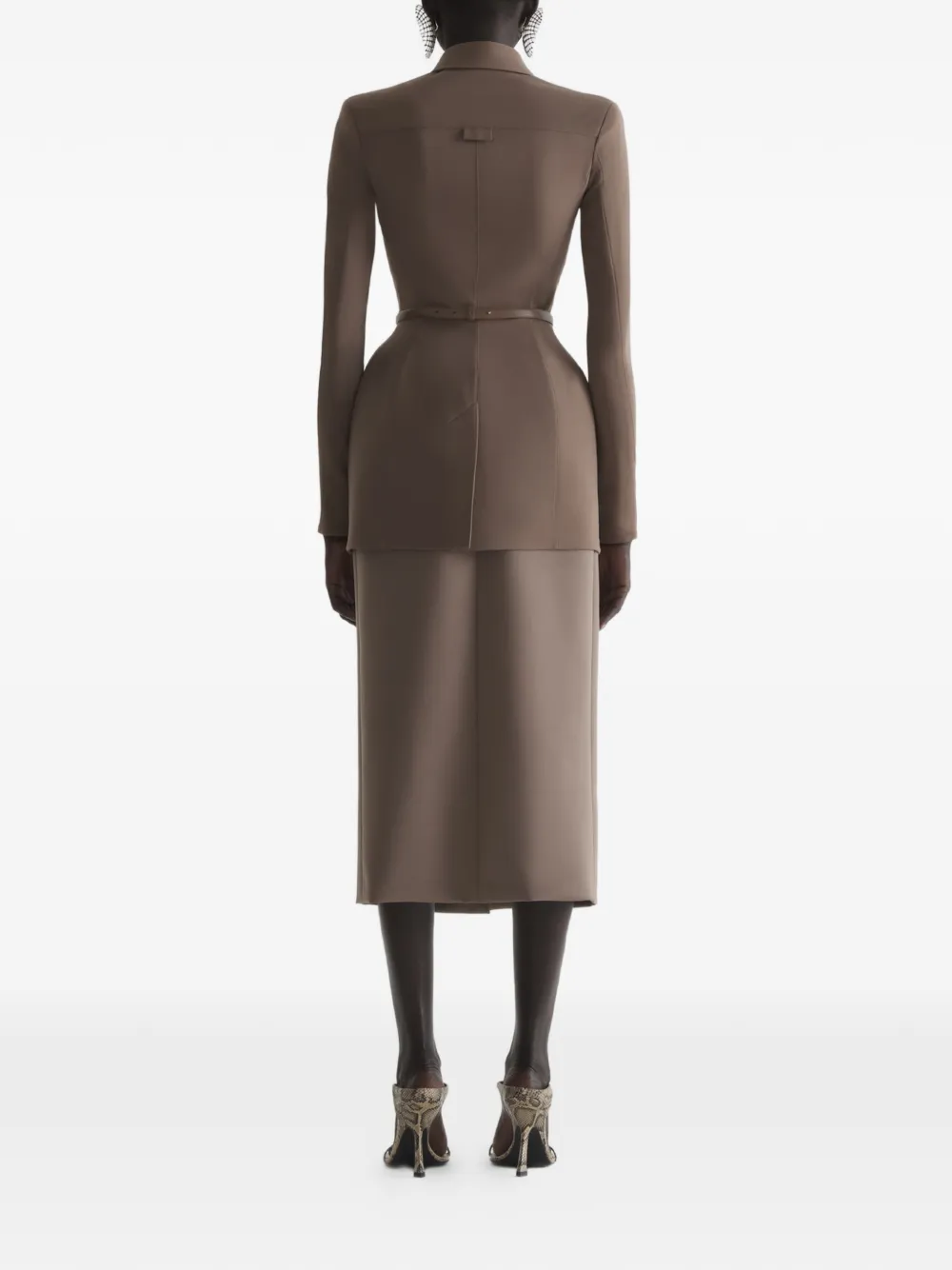Mugler Hourglass Shirt Jacket in Brown, view 4