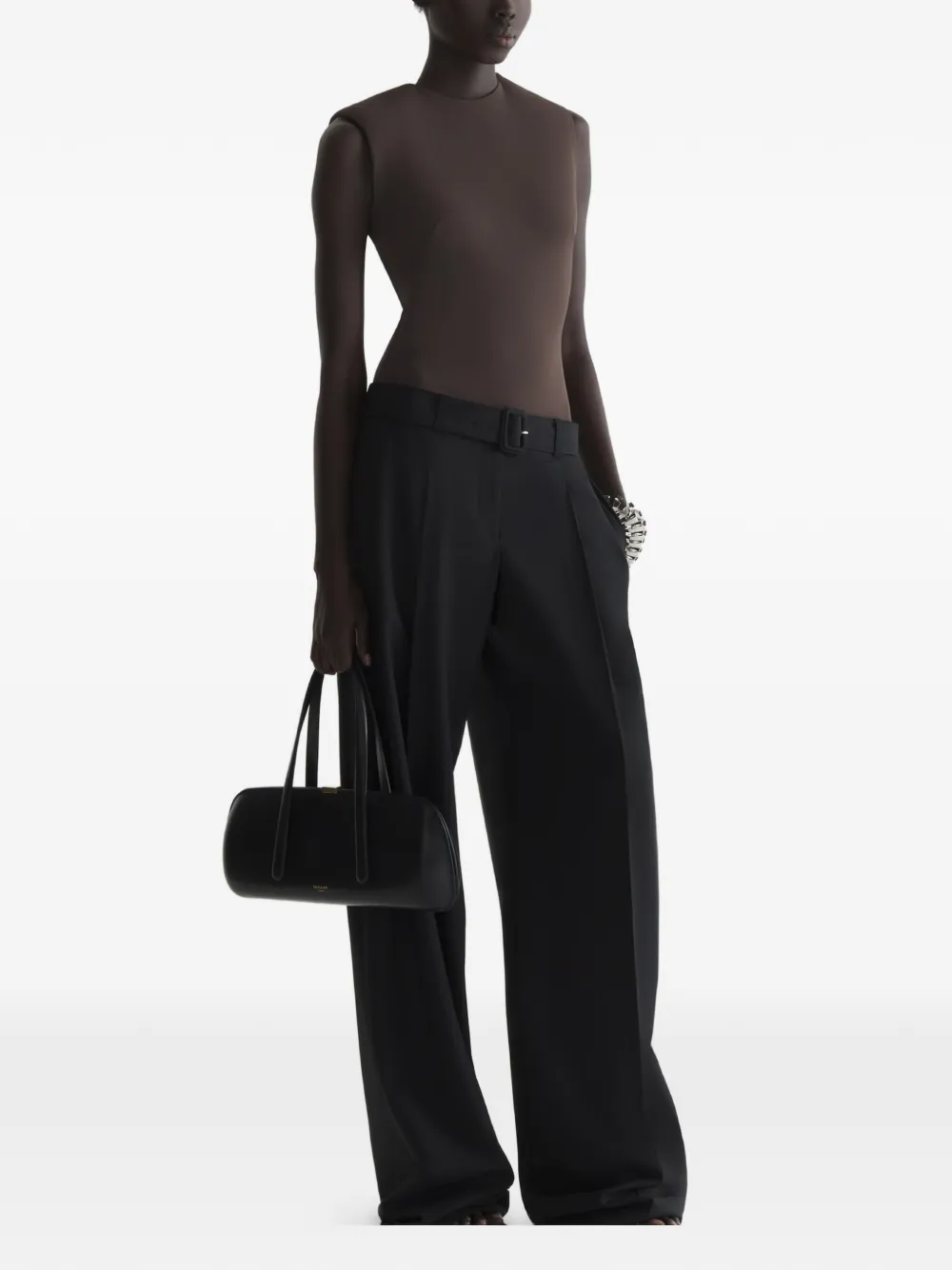 Mugler Broek met ceintuur Zwart
