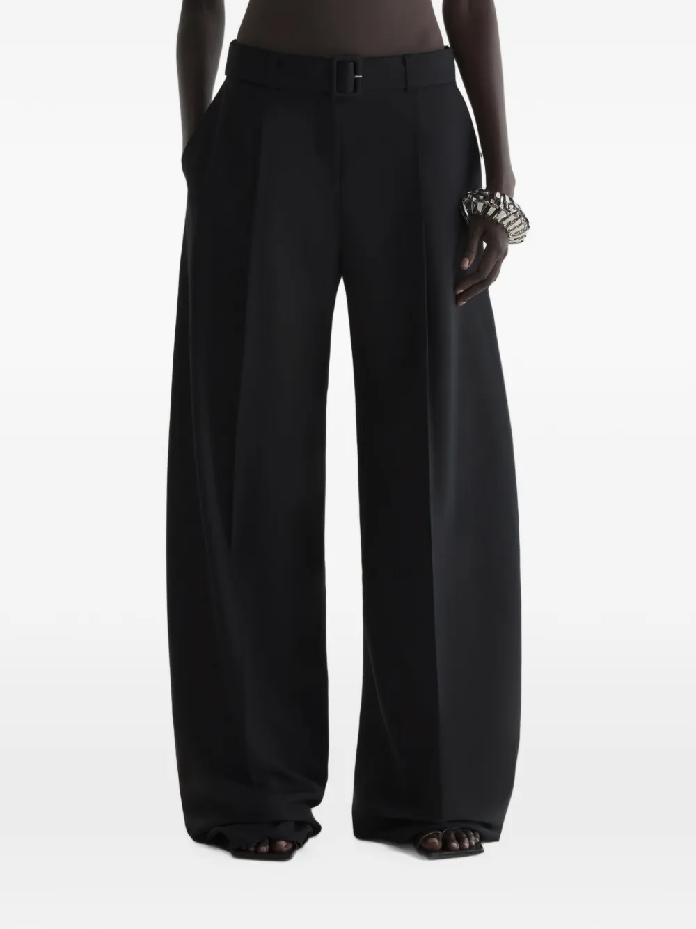 Mugler Broek met ceintuur Zwart