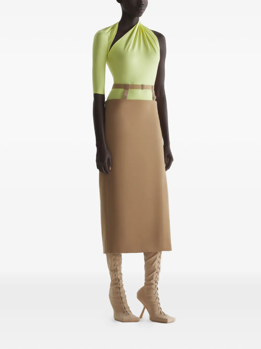  Mugler Draped Loop T-shirt - Yellow 
