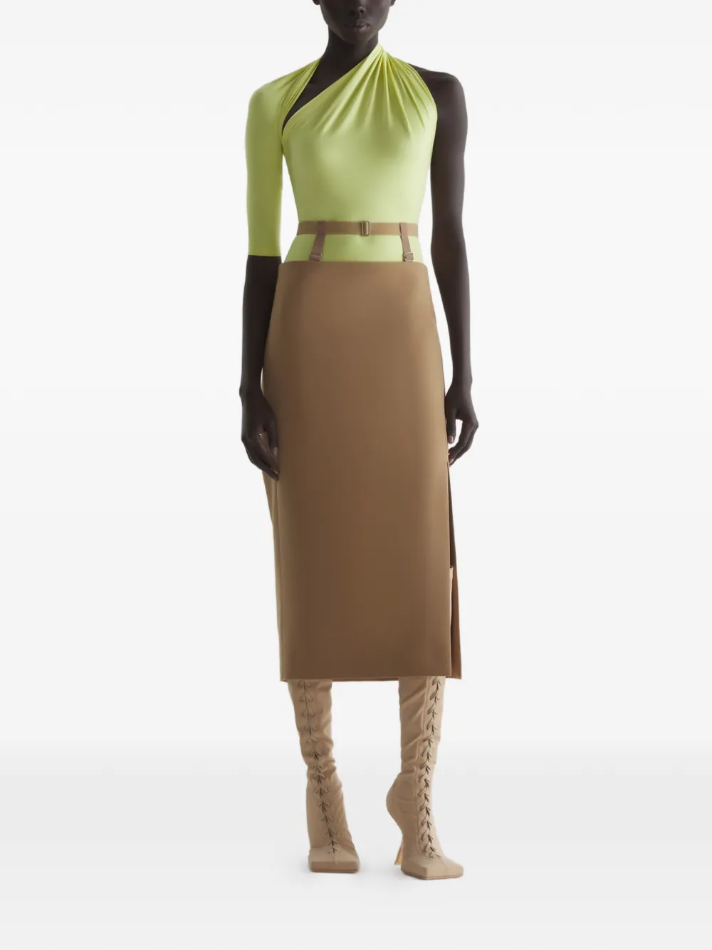  Mugler Draped Loop T-shirt - Yellow 