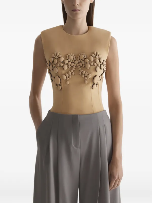 Mugler Embroidered Top in Neutrals