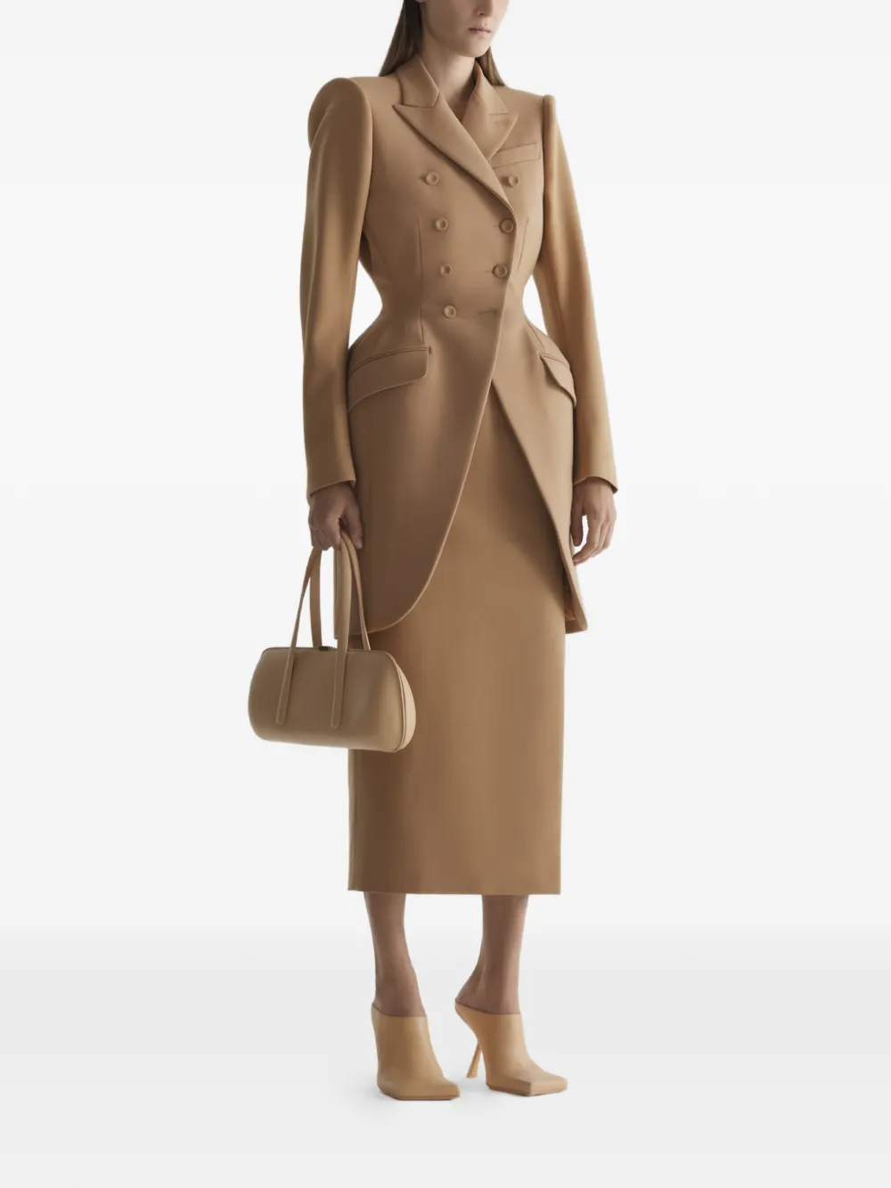  Mugler Double-breasted Coat - Brown 
