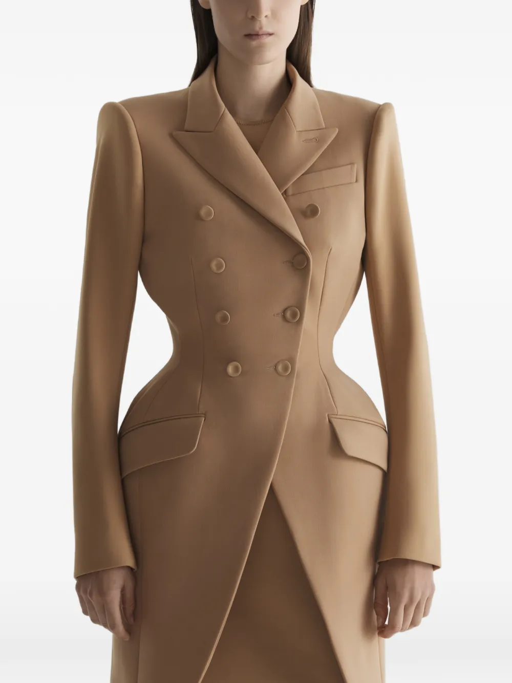  Mugler Double-breasted Coat - Brown 