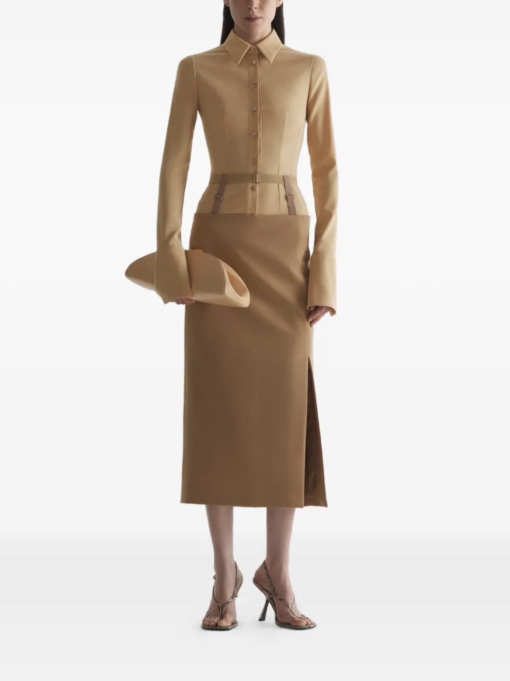 Mugler Shirt met ceintuur Bruin