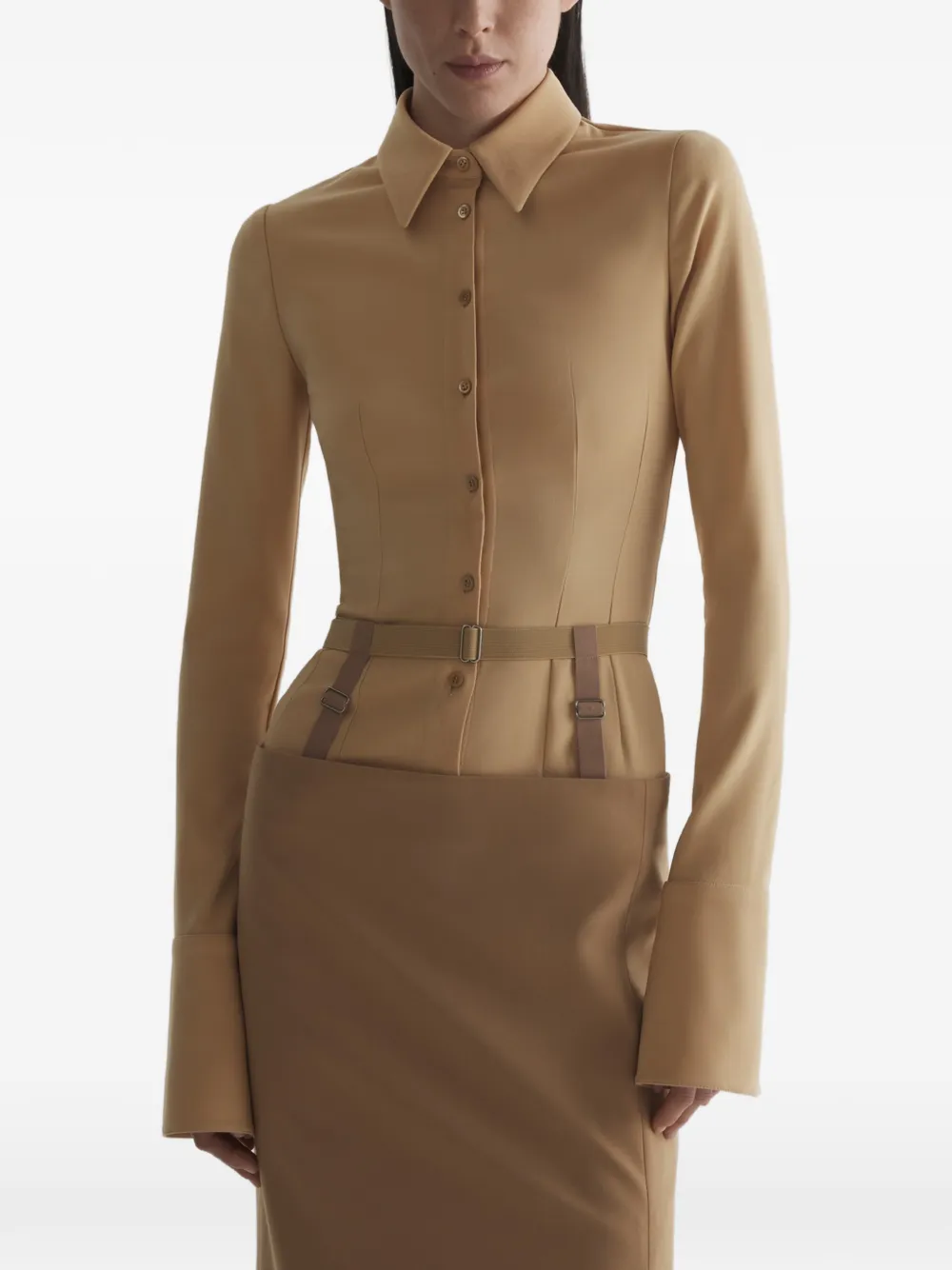 Mugler Camicia con cintura - Marrone
