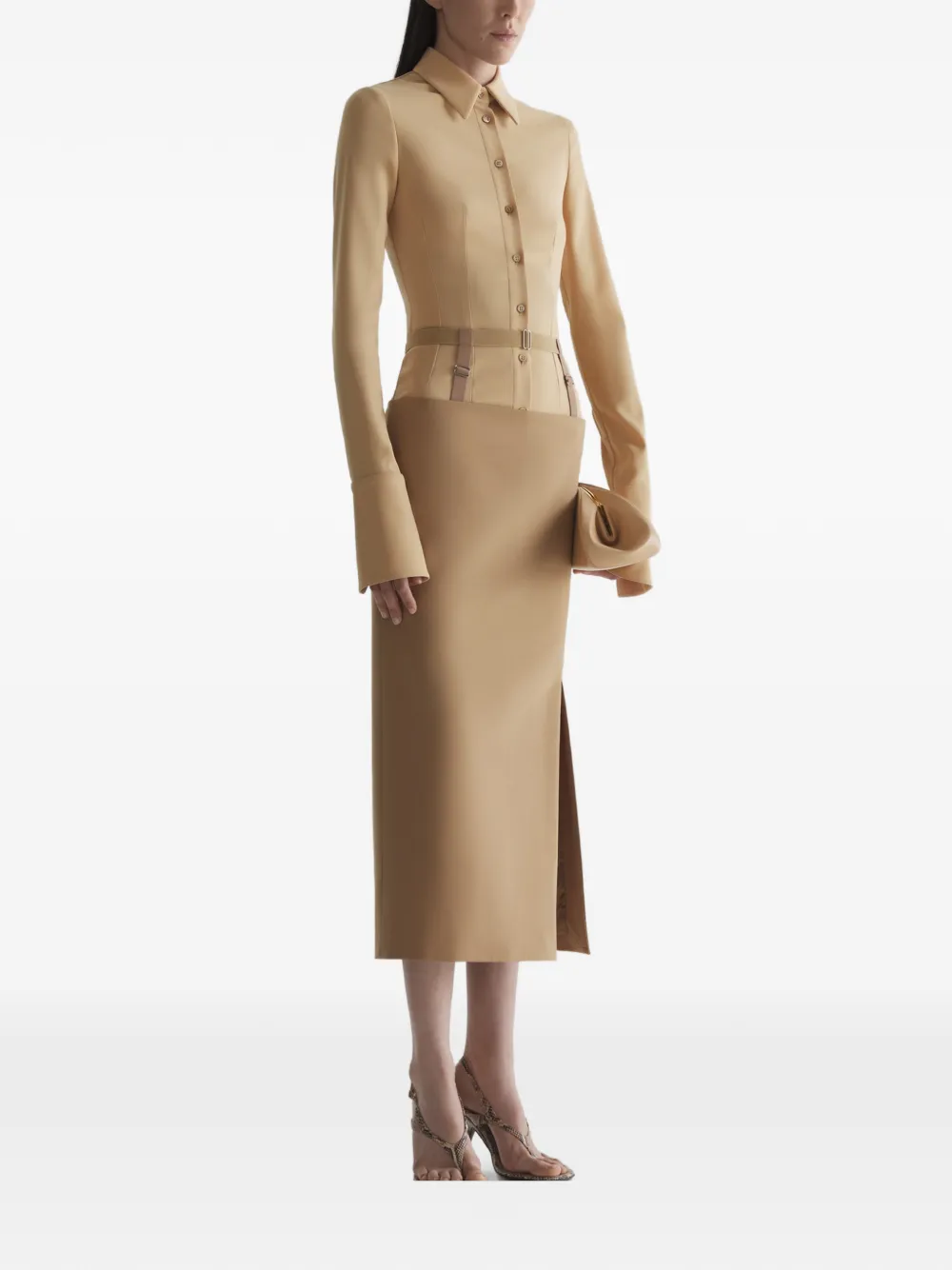 Mugler Shirt met ceintuur Bruin