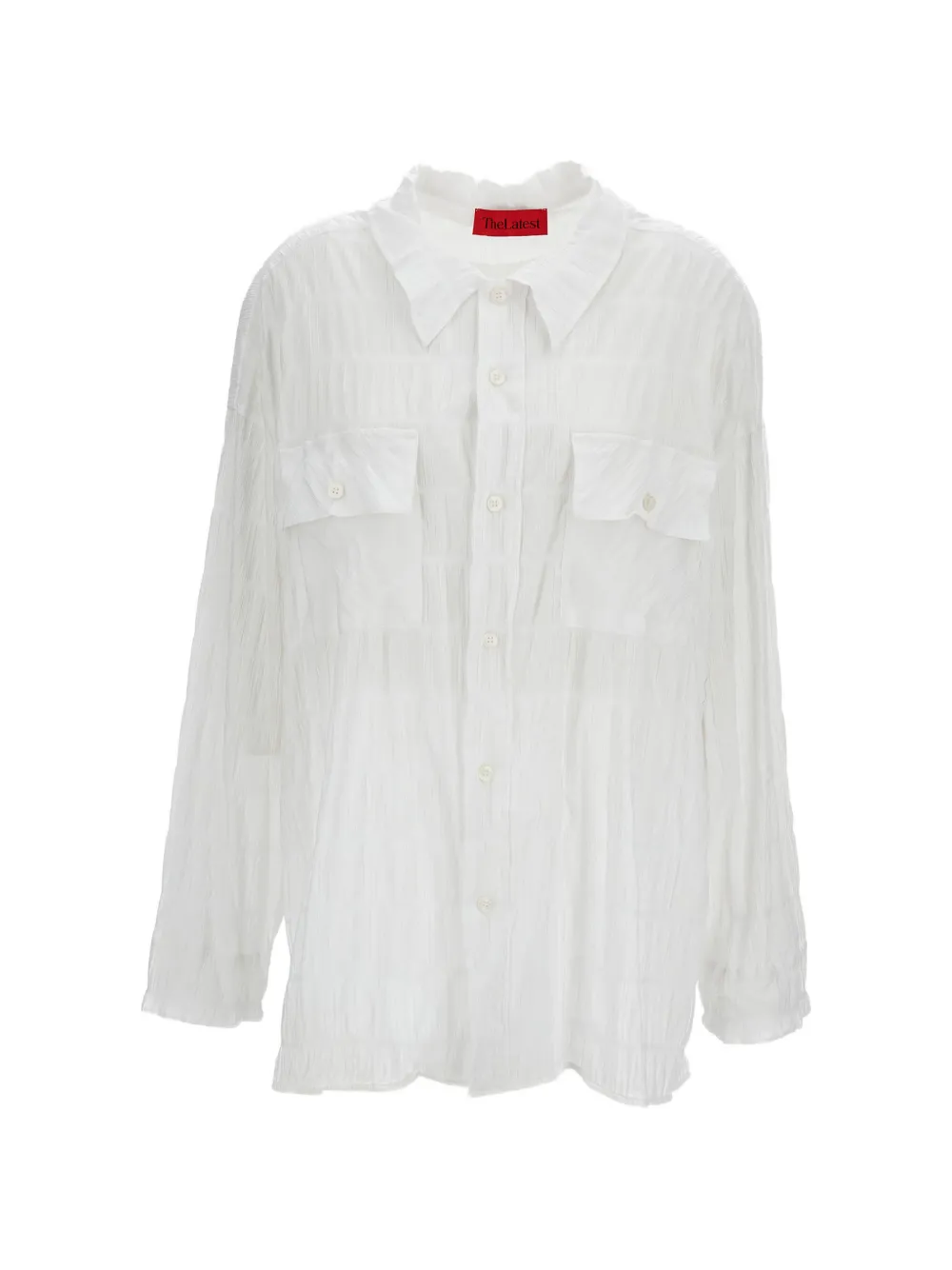 THELATEST crinkled-effect patch-pocket shirt - Bianco
