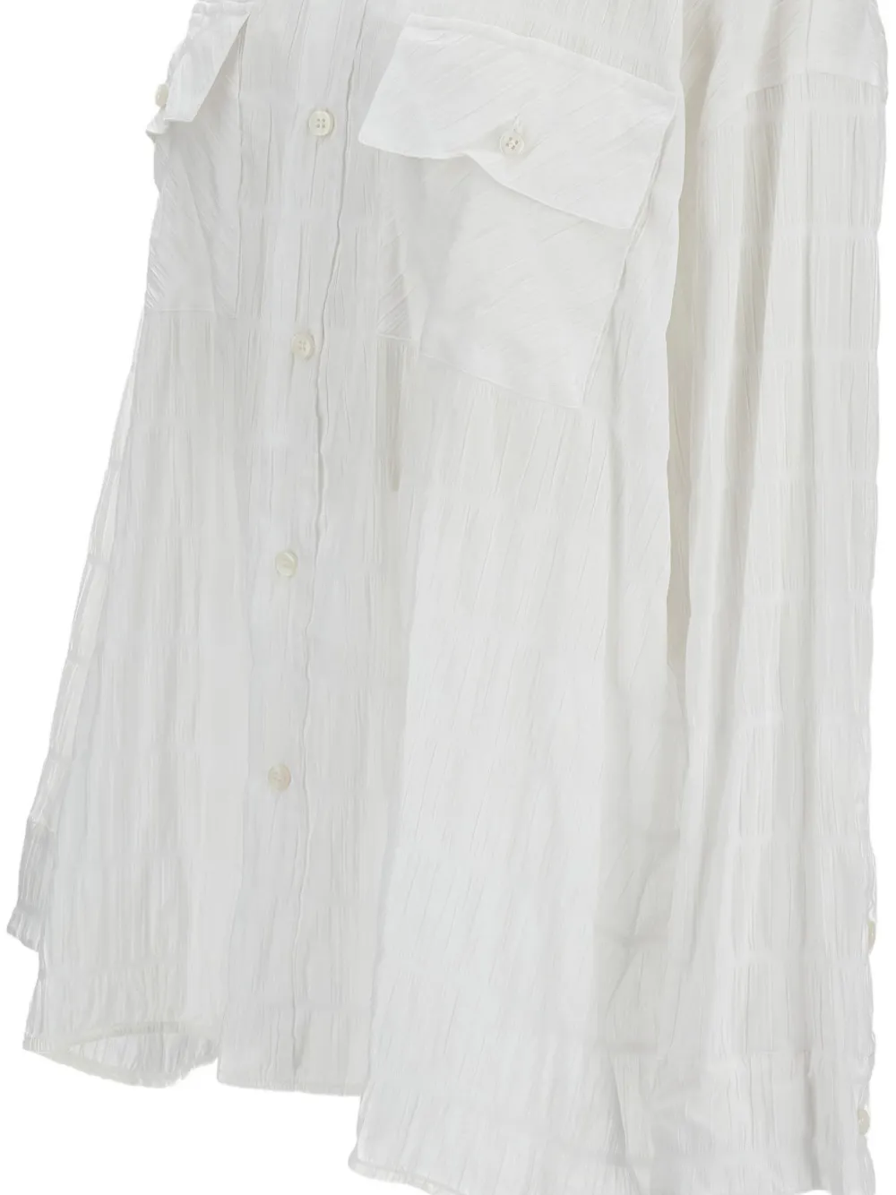 Crinkled-Effect Patch-Pocket Shirt