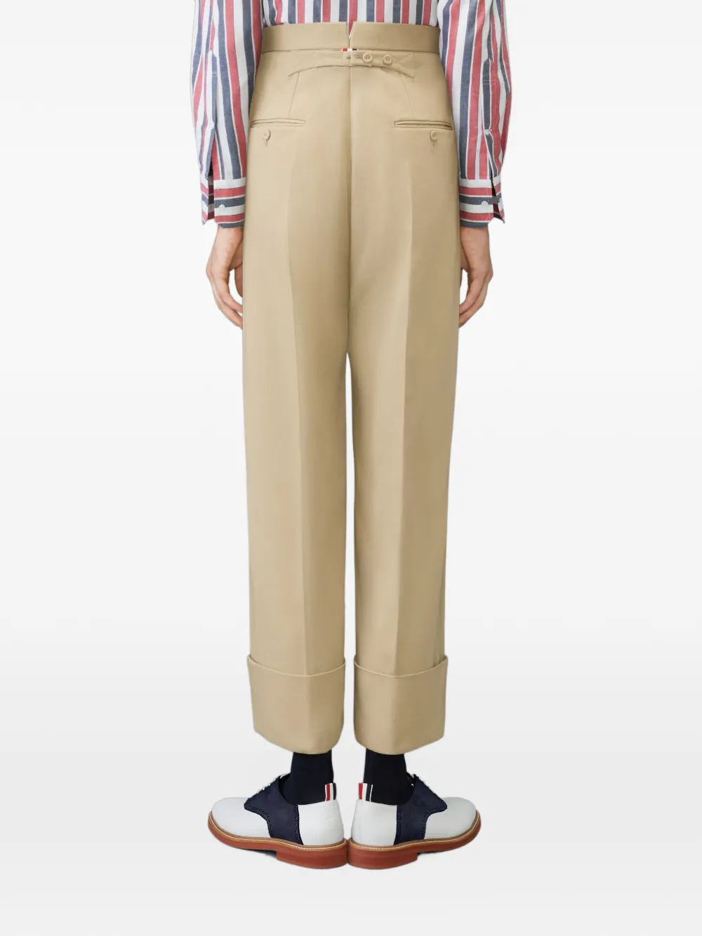 Thom Browne Gabardine broek met dubbele plooi Beige