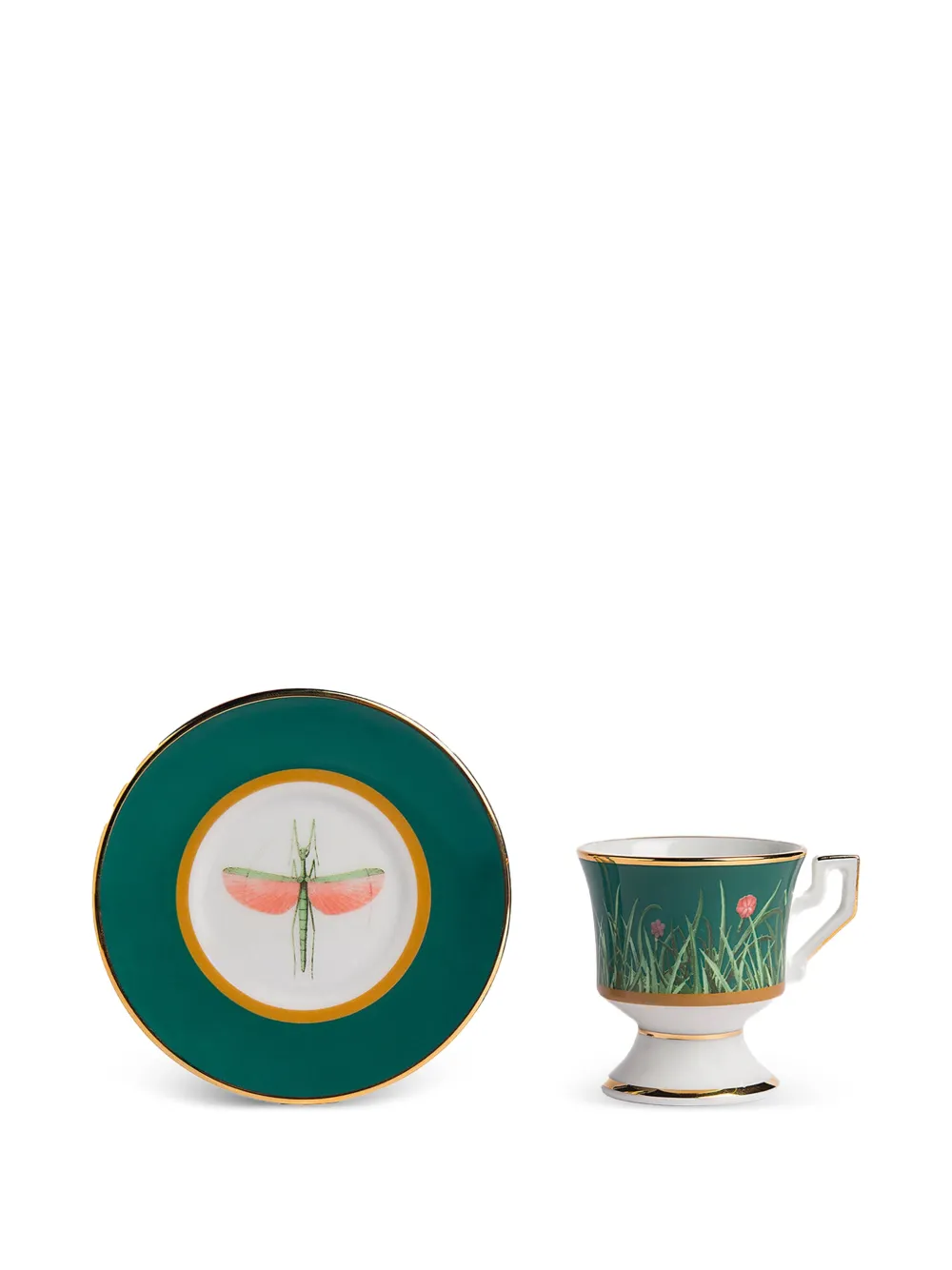  La Doublej Libellula Cup And Saucer (set Of Two) - Green 
