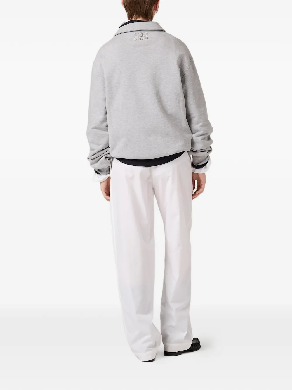 Miu Sweater met logo en schuine rits Grijs