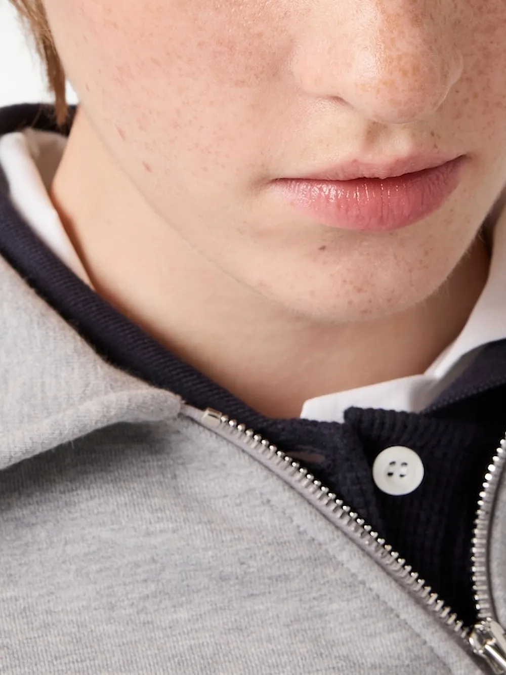 Miu Sweater met logo en schuine rits Grijs
