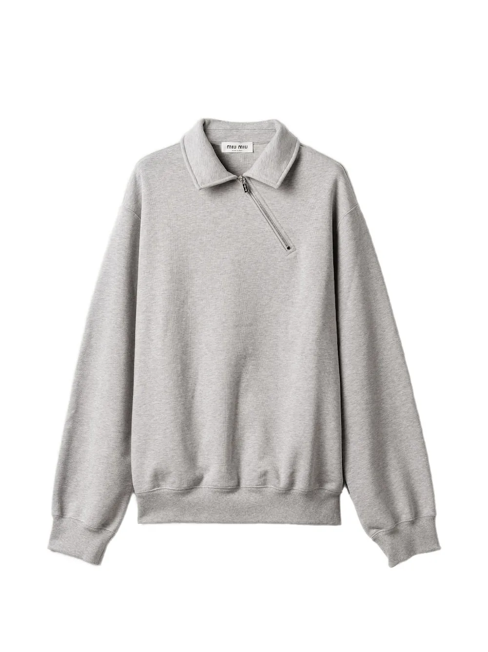 Miu Miu oblique-zip logo sweatshirt - Grigio