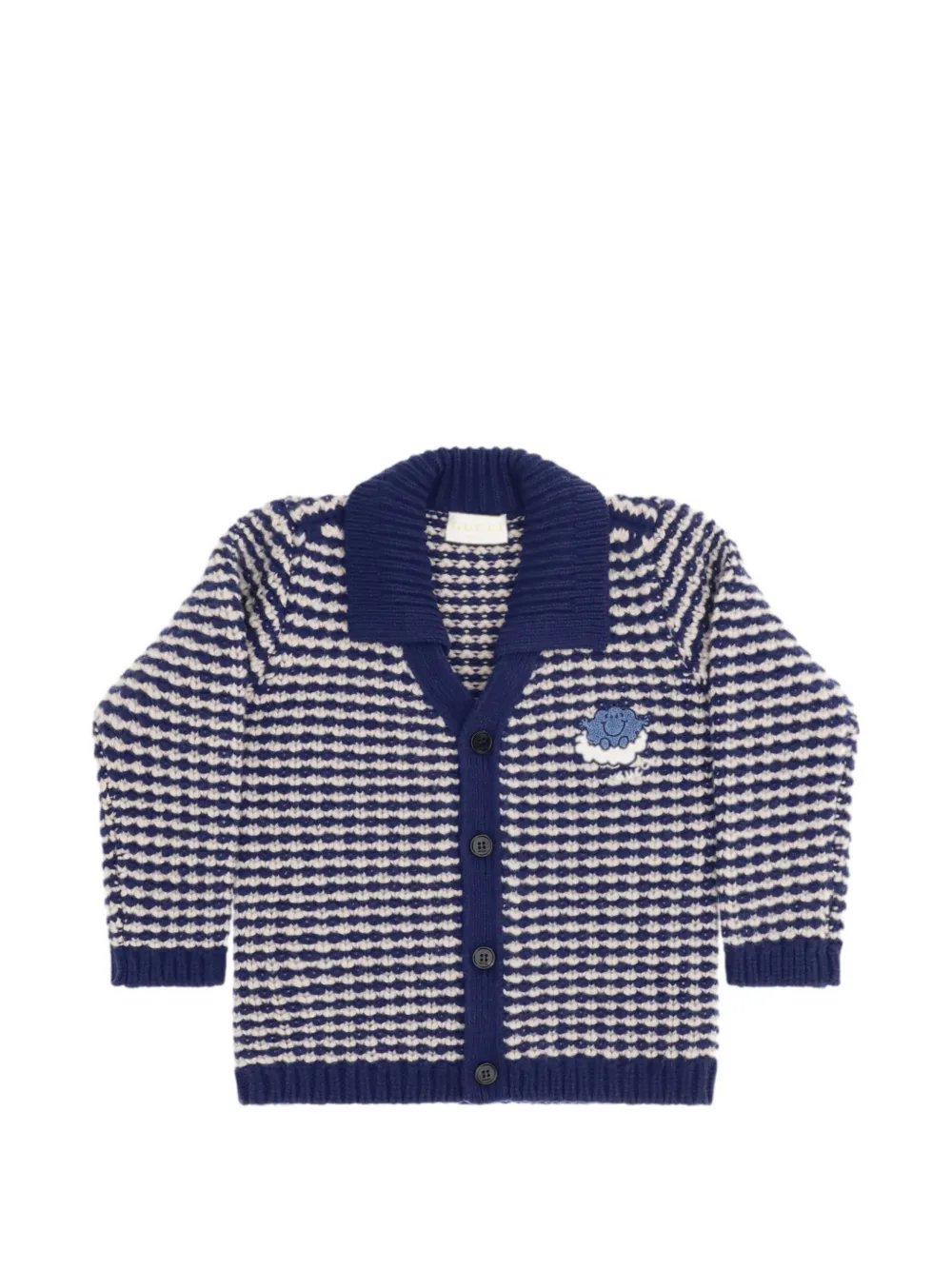 Gucci Kids Gestreifter Cardigan mit Stickerei - Blau
