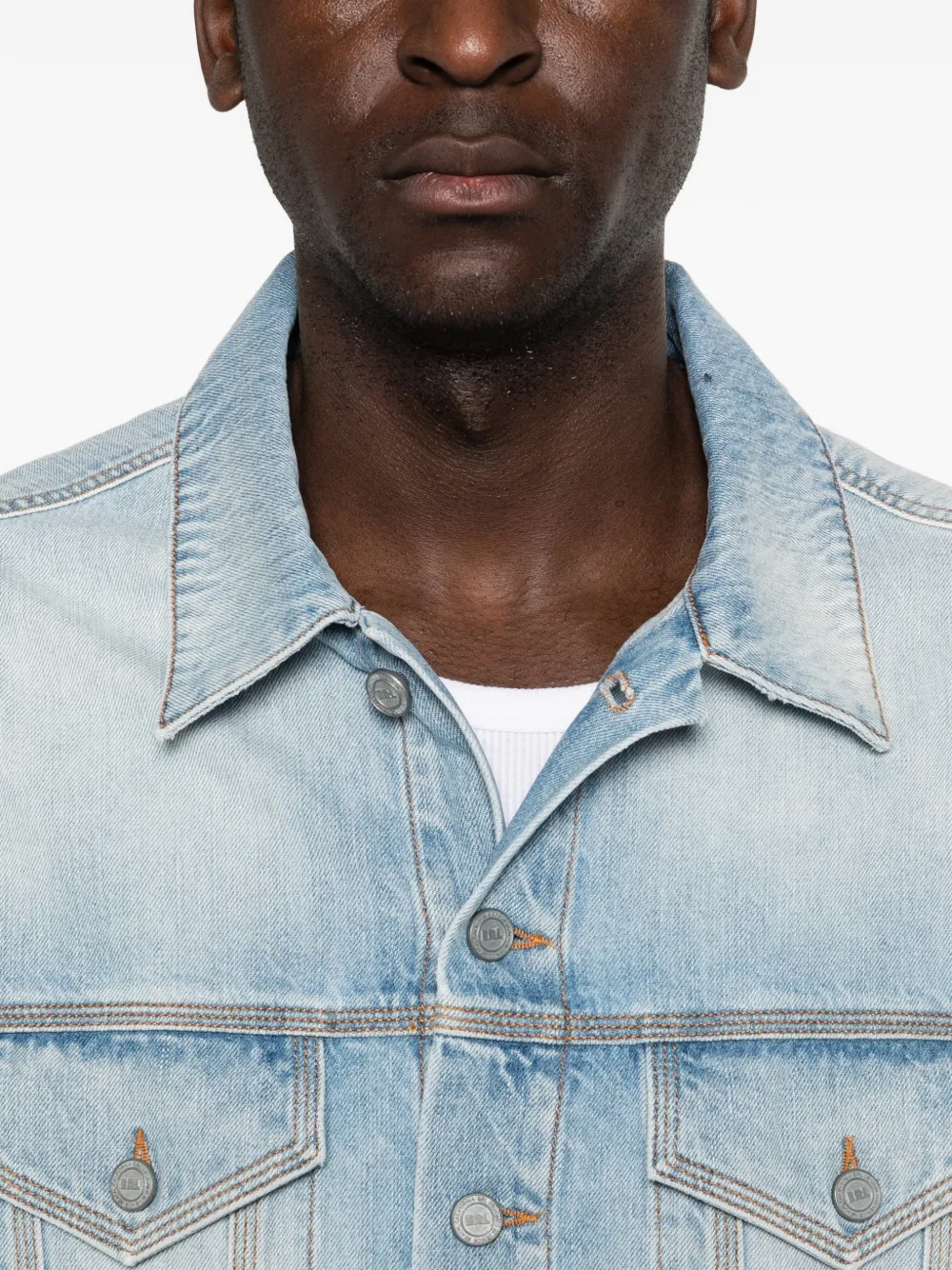 ERL Denim jack met klepzak Blauw