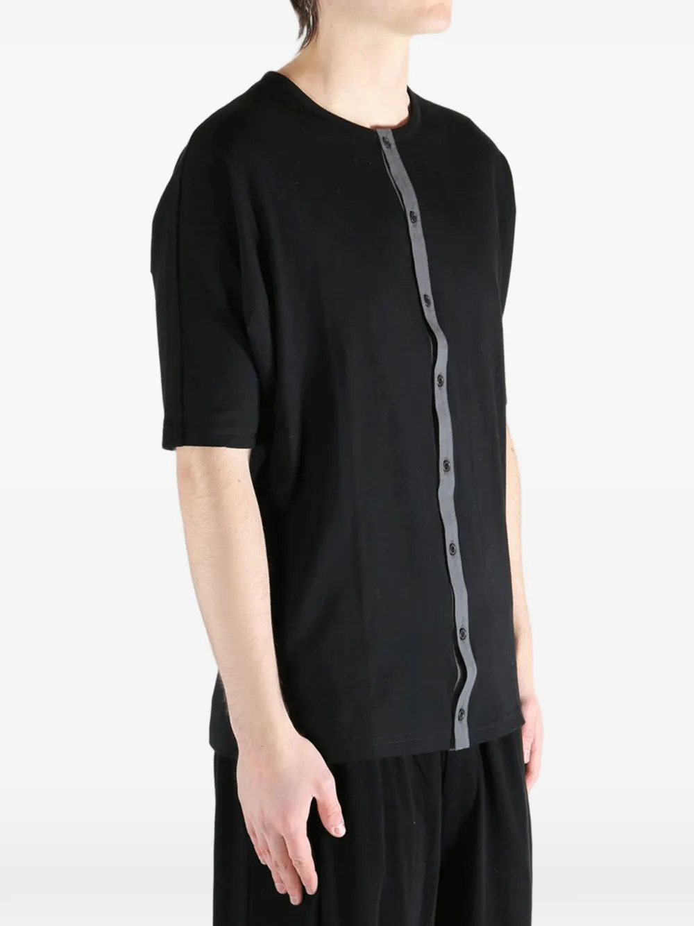 Yohji Yamamoto Overhemd met contrasterende afwerking Zwart