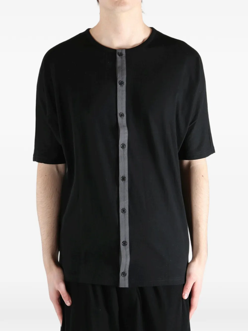 Yohji Yamamoto Overhemd met contrasterende afwerking Zwart