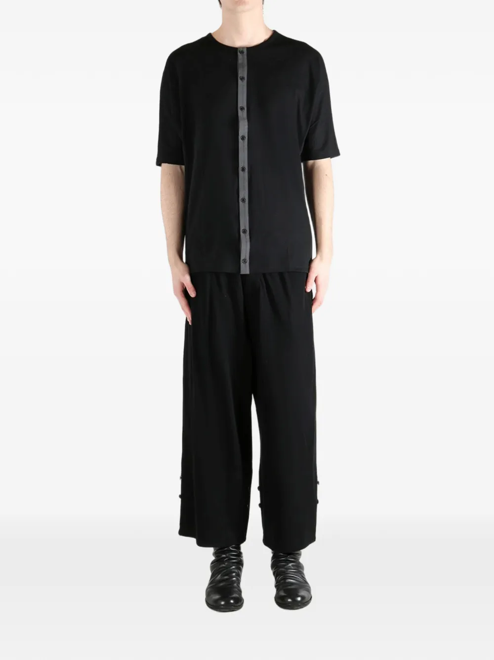 Yohji Yamamoto Overhemd met contrasterende afwerking Zwart