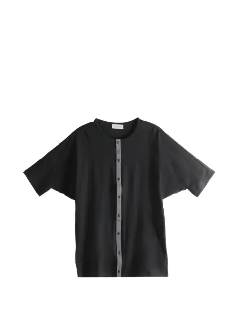 Yohji Yamamoto contrast-trim button-up T-shirt