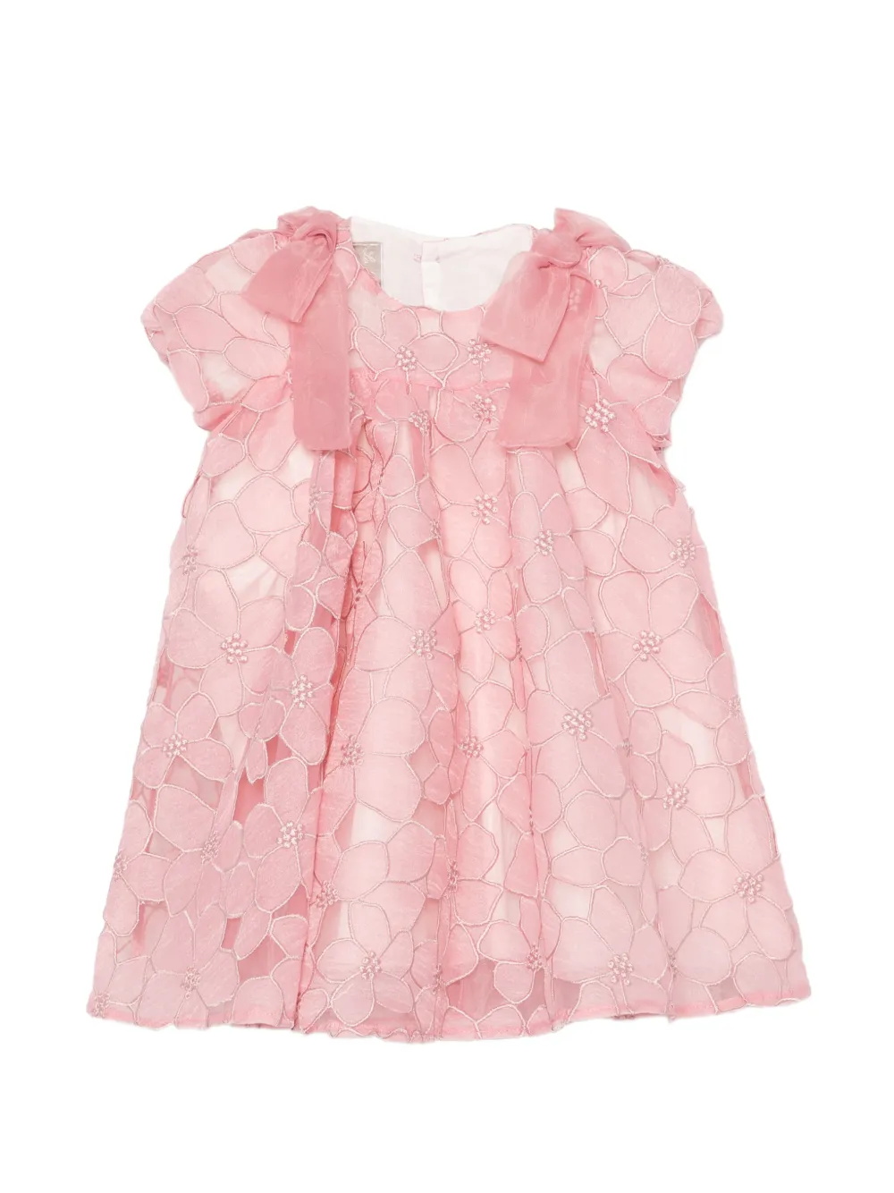 La Stupenderia bow-detail floral-embroidered dress - Rosa